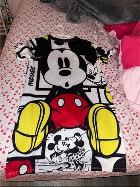 Graphic Mickey Mouse Tee Dress with Bold Color Pop